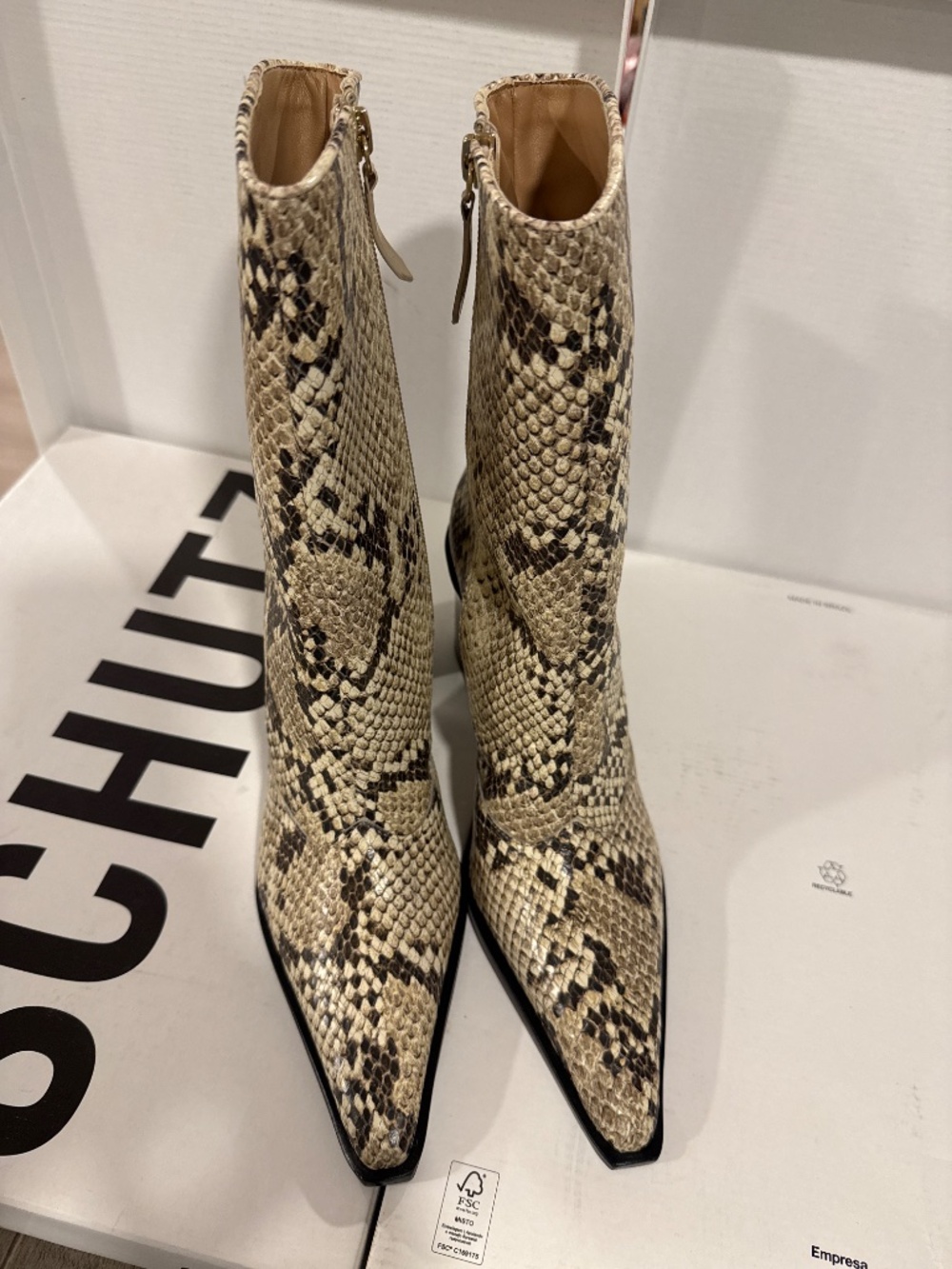 Schutz Raffaela Mid-Calf Snake-Print Leather Boots - Picture 11 of 16